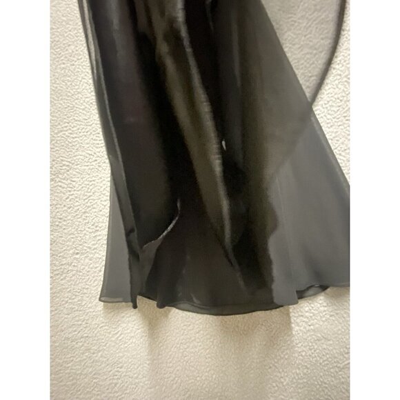 White House Black Market Black Ruched Top Chiffon A-Line Dress Womens Size 2 - Picture 9 of 9